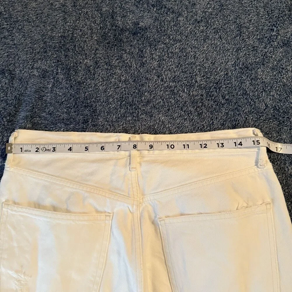 Agolde Jeans Sz‎ 27 90's Mid Rise Loose Fit Vanish White Distressed Thrashed - Picture 12 of 16